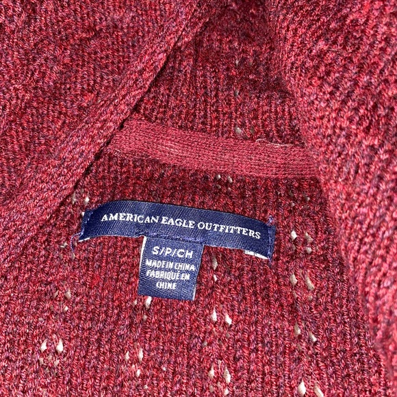 Maroon cardigan with hood. American eagle. Size: small - Picture 2 of 2